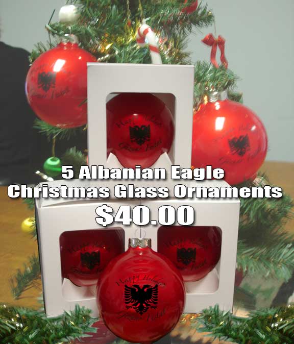 5 Holiday Glass Albanian Ornaments