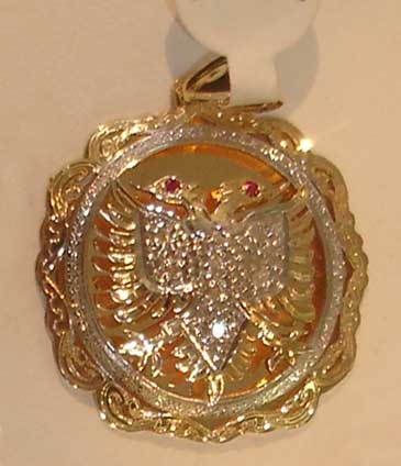 Round Albanian Eagle Feligree Pendant